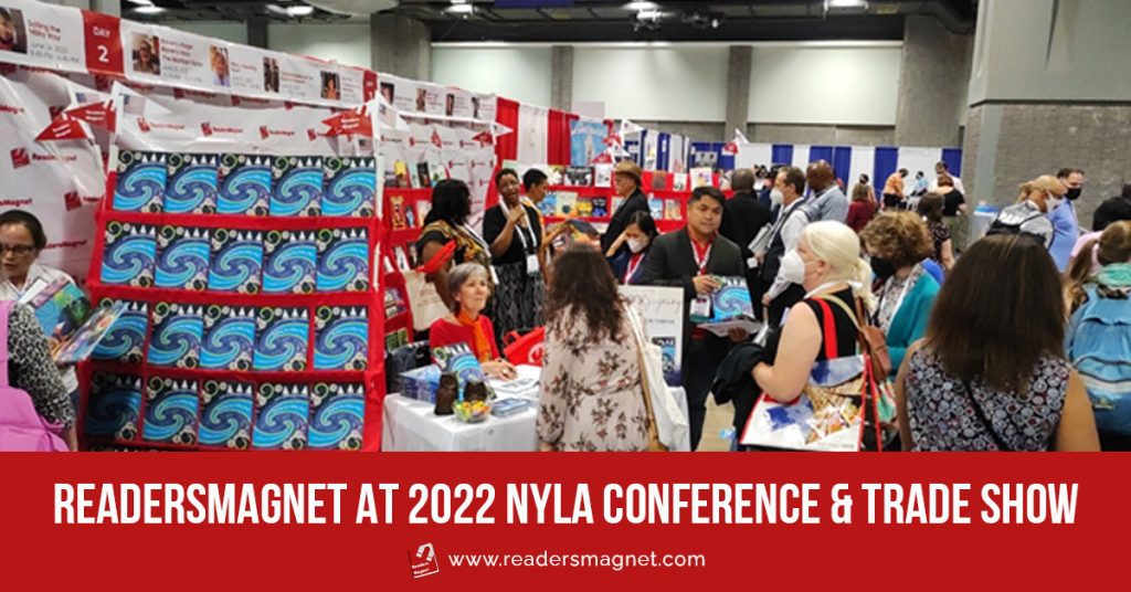 book fair with the text: ReadersMagnet at 2022 NYLA Conference & Trade Show