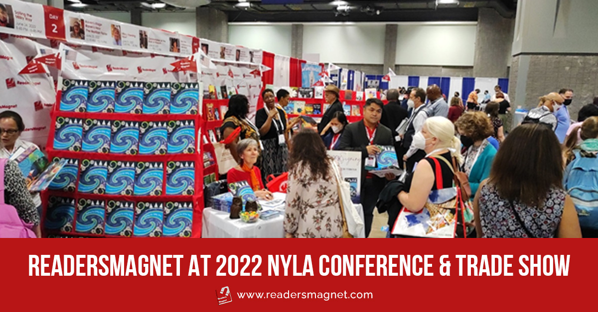 book fair with the text: ReadersMagnet at 2022 NYLA Conference & Trade Show