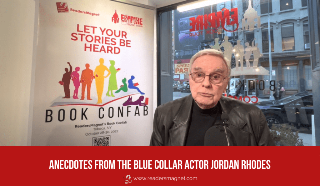 the blue collar actor jordan rhodes speaking at the book confab