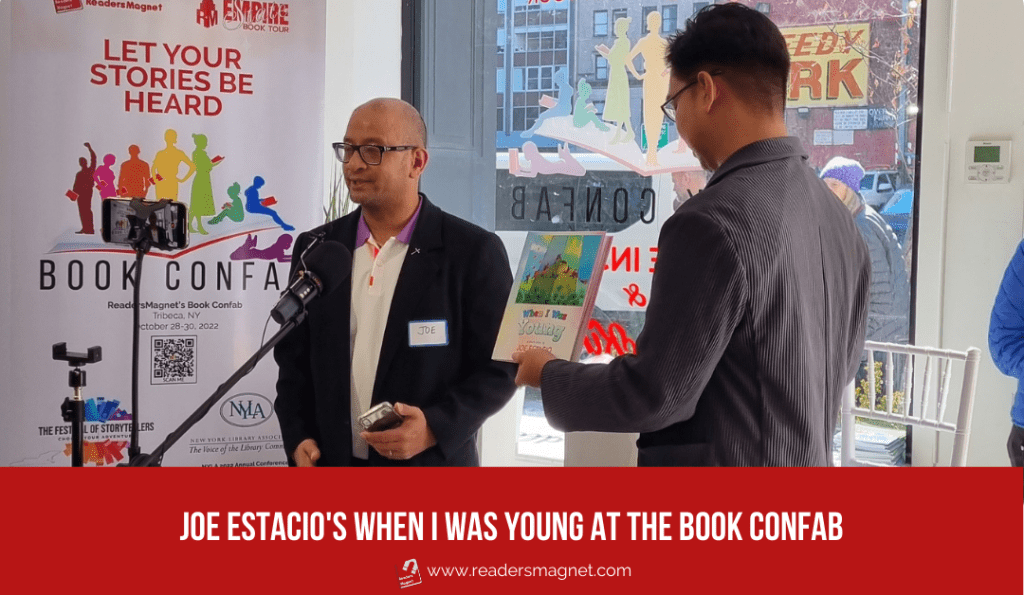 joe estacio speaking at the book confab in tribeca