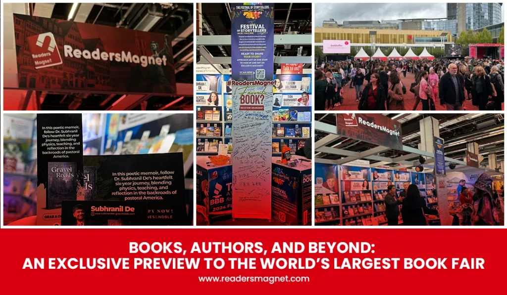 Collage of large book fair images.